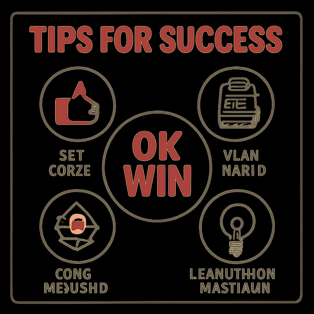 An educational diagram illustrating key aspects of Tips for Ok Win Success.