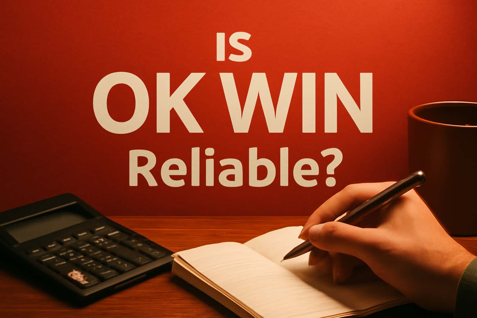 An informative scene illustrating the reliability of Ok Win, showing secure user interfaces.