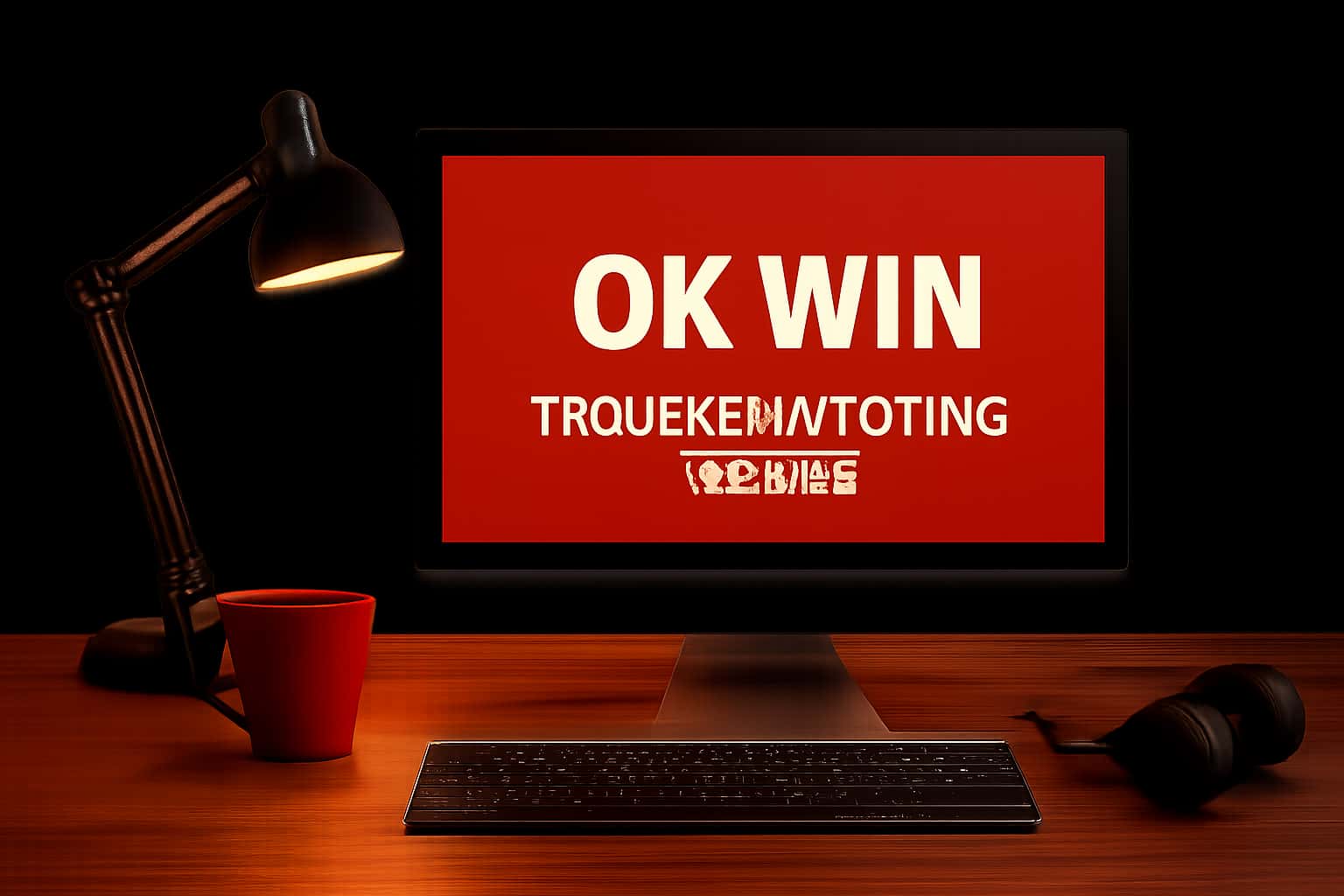 Informative scene depicting troubleshooting processes related to Ok Win.